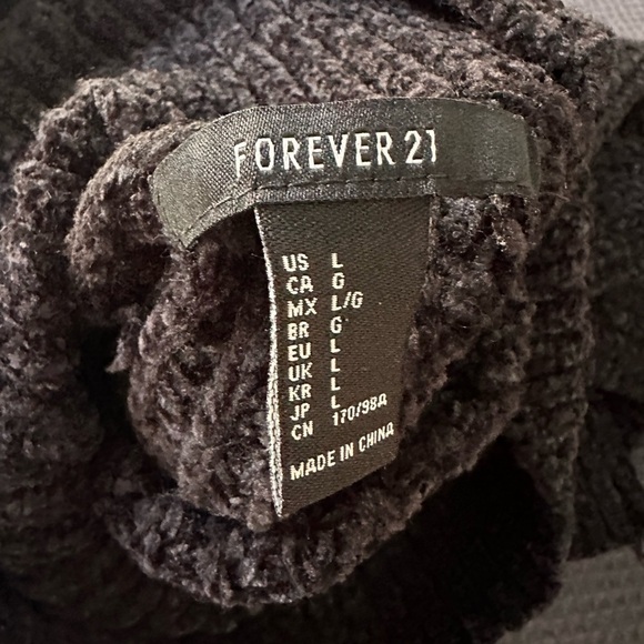 Forever 21 Black Chunky Loose Knit Turtleneck Size Large Academia Whimsigoth - Picture 4 of 14